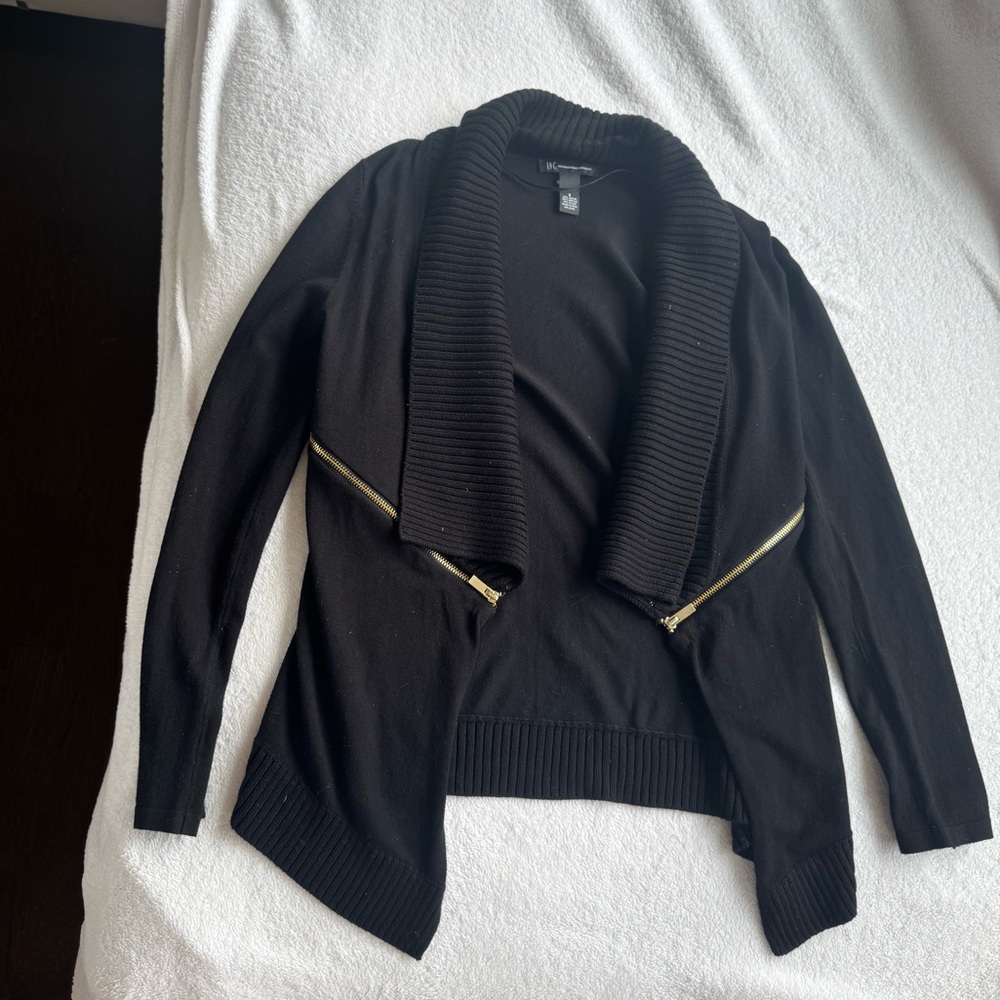 INC International Concepts Black Ribbed Cardigan
